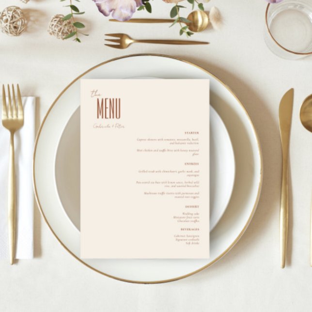 Menu Crème minimaliste simple Mariage moderne (Créateur téléchargé)