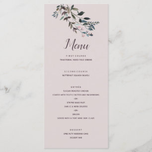 Menu Crest jardin Script Mariage floral mauve