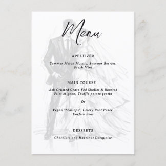 Menu Croquis de mode au charbon de bois pour couple mar
