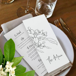 Menu Croquis en fleurs orange mariage mono
