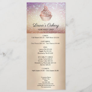 Menu Cupcake Home Bakery Rustic Vintage