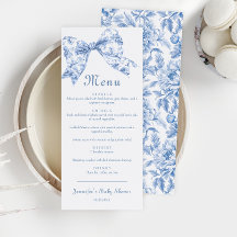 Cute Blue Toile Bow Vintage bébé garçon douche