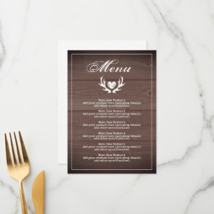 Menu d'accueil de mariage en bois marron rustique
