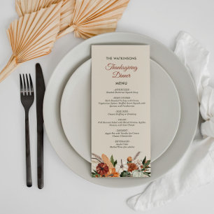 menu d'action de grâces florales de récolte d'auto