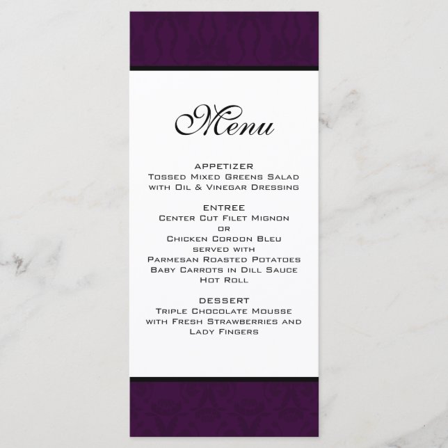 Menu Dak Plum Mariage damassé (Devant)