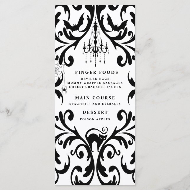 Menu Damask Glam Diner d'Halloween (Devant)