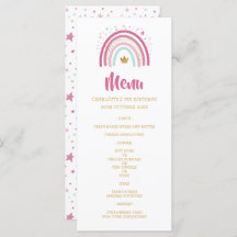 Menu d'anniversaire à thème Rainbow