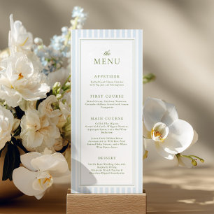 Menu de Baby Shower avec des Rayures Bleues Élégan