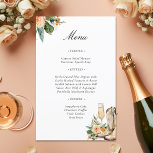 Menu de Baby Shower Occidental 'Boots and Bubbly'