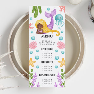 Menu de Baby Shower Océan Sirène Africaine
