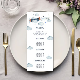 Menu de Baby Shower Vintage Avion C'est un Garçon