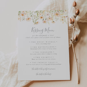 Menu de baiser classique Fleur sauvage Mariage Car
