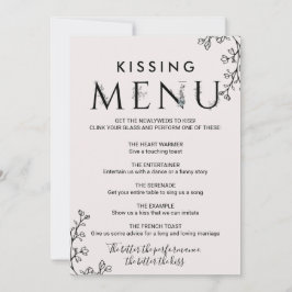 Menu de baiser de typographie florale