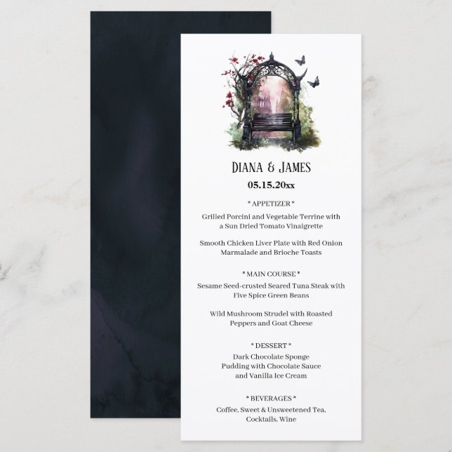 Menu de Banc de Jardin Gothique Élégant (Devant / Derrière)