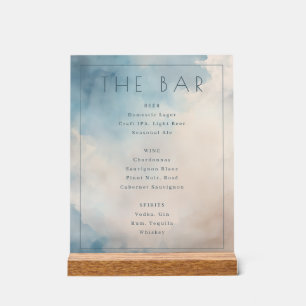 Menu de bar à l'aquarelle bleu serein