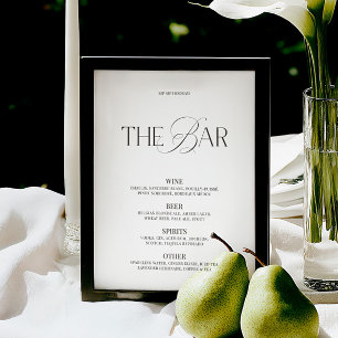 Menu de bar de mariage élégant noir et blanc