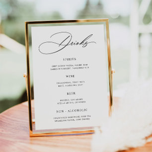 Menu de bar de mariage minimaliste  Affiche