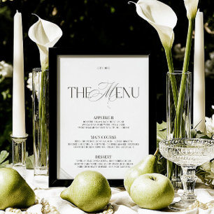 Menu de bar de mariage moderne élégant noir et bla