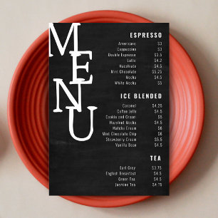 Menu de bar moderne sur tableau noir en ardoise Pe