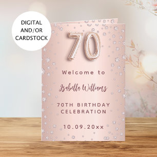 Menu de bienvenue or rose et diamants pour les 70 