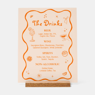 Menu de boissons de bar de mariage tropical dessin
