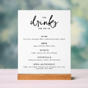 Menu de boissons de mariage minimaliste moderne