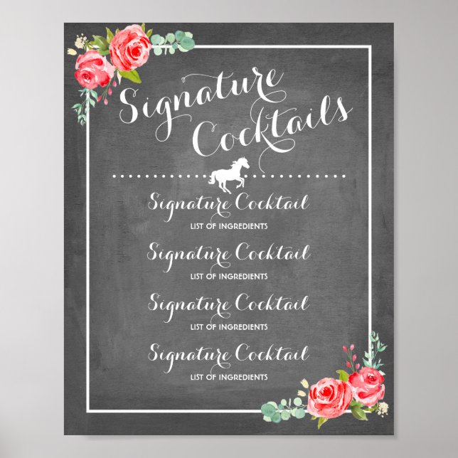 Menu de boissons de signature sur tableau noir ave (Devant)