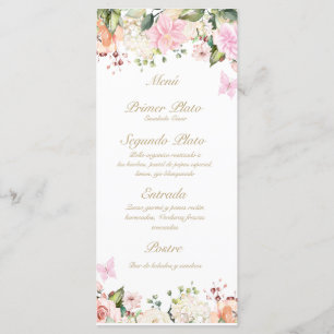 Menu de bouquet rose papillon
