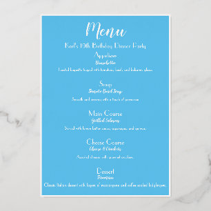 Menu de cocktail de luxe SkyBlue Gold pour soirée