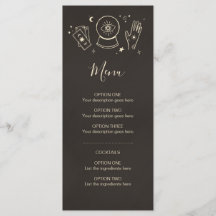 Menu de cocktail de sorcellerie de chiromancie pou