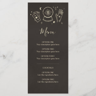Menu de cocktail de sorcellerie de chiromancie pou