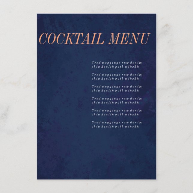 Menu de cocktail, menu de boissons, ensemble de (Devant)