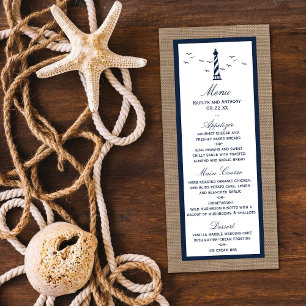 Menu de collection Mariage de Burlap pour phare na
