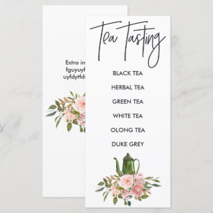 Menu de dégustation de thé rose à la nuptiale or e