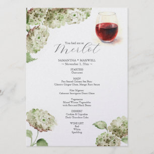 Menu de dégustation de vins Hydrangeas