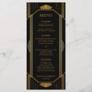 Menu de dîner Art Déco Gatsby   Couleur modifiable