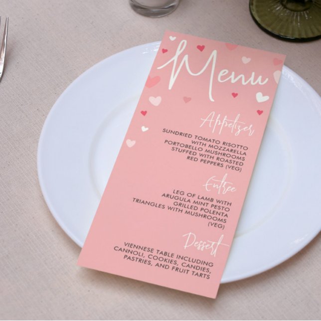 Menu de dîner de la Saint-Valentin rose ou menu de (Créateur téléchargé)