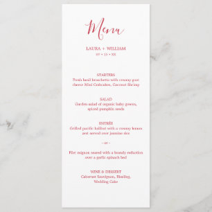 Menu de dîner de mariage de Noël à calligraphie mi