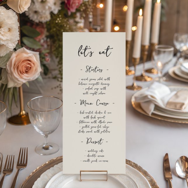 Menu de dîner de mariage écriture manuscrite vinta (Créateur téléchargé)