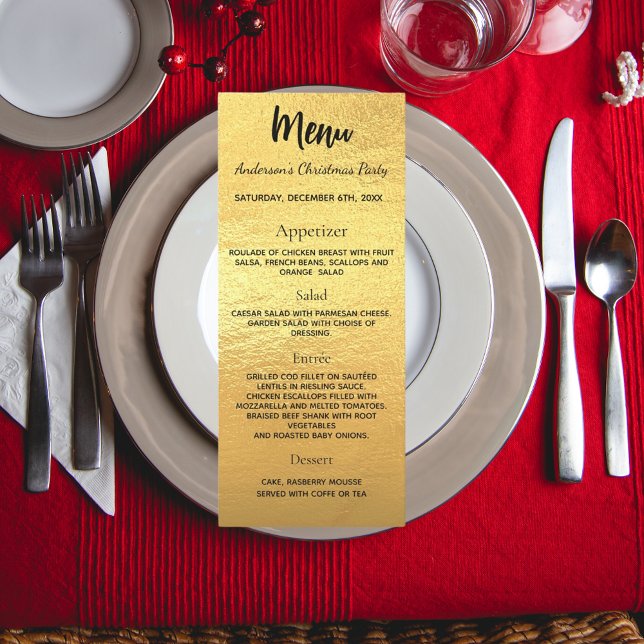 Menu de dîner de Noël en or (Créateur téléchargé)