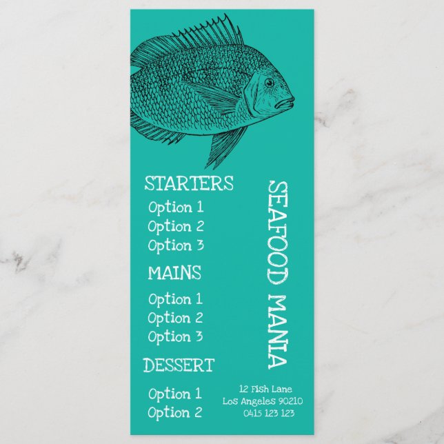 Menu de dîner de poisson de restaurant de fruits d (Devant)
