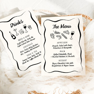 Menu de dîner et de boissons dessiné à la main mod