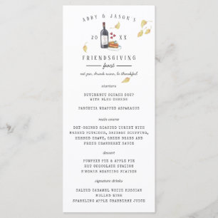 Menu de dîner personnalisé pour le festin de Thank