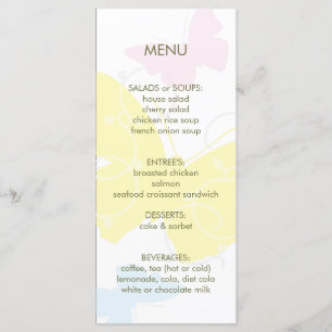 Menu de douche de papillon