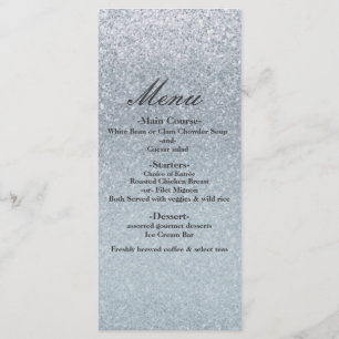 Menu de fête de mariage pailleté argent de conte d