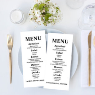 Menu de Fête des mariées minimaliste