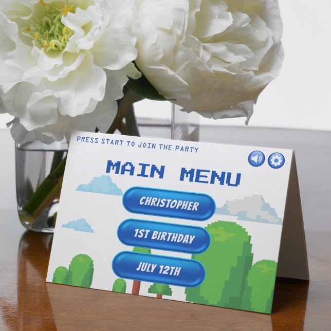 Menu de jeu vidéo rétro 1ère fête d'anniversaire (Créateur téléchargé)