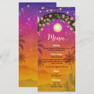 Menu de la 15e Quinceañera Hacienda Sunset Floral 