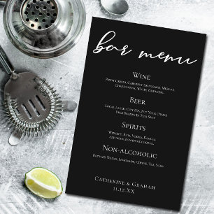 Menu de la barre de Mariage officielle de Black Wh