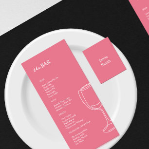 Menu de la barre de Mariage rose vif minimaliste